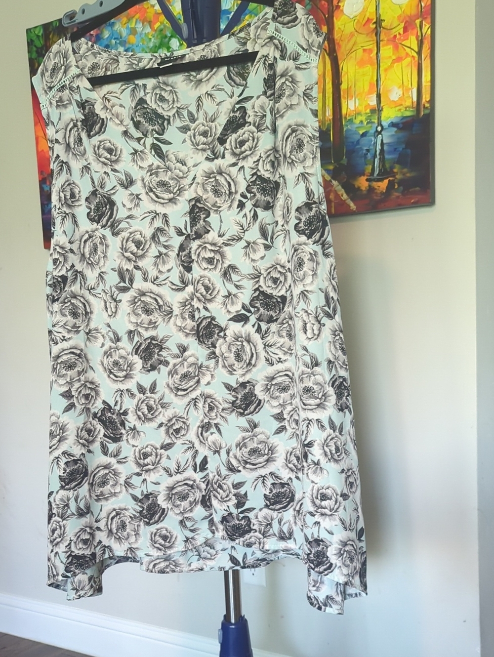 torrid Black Floral on White Camisole #2